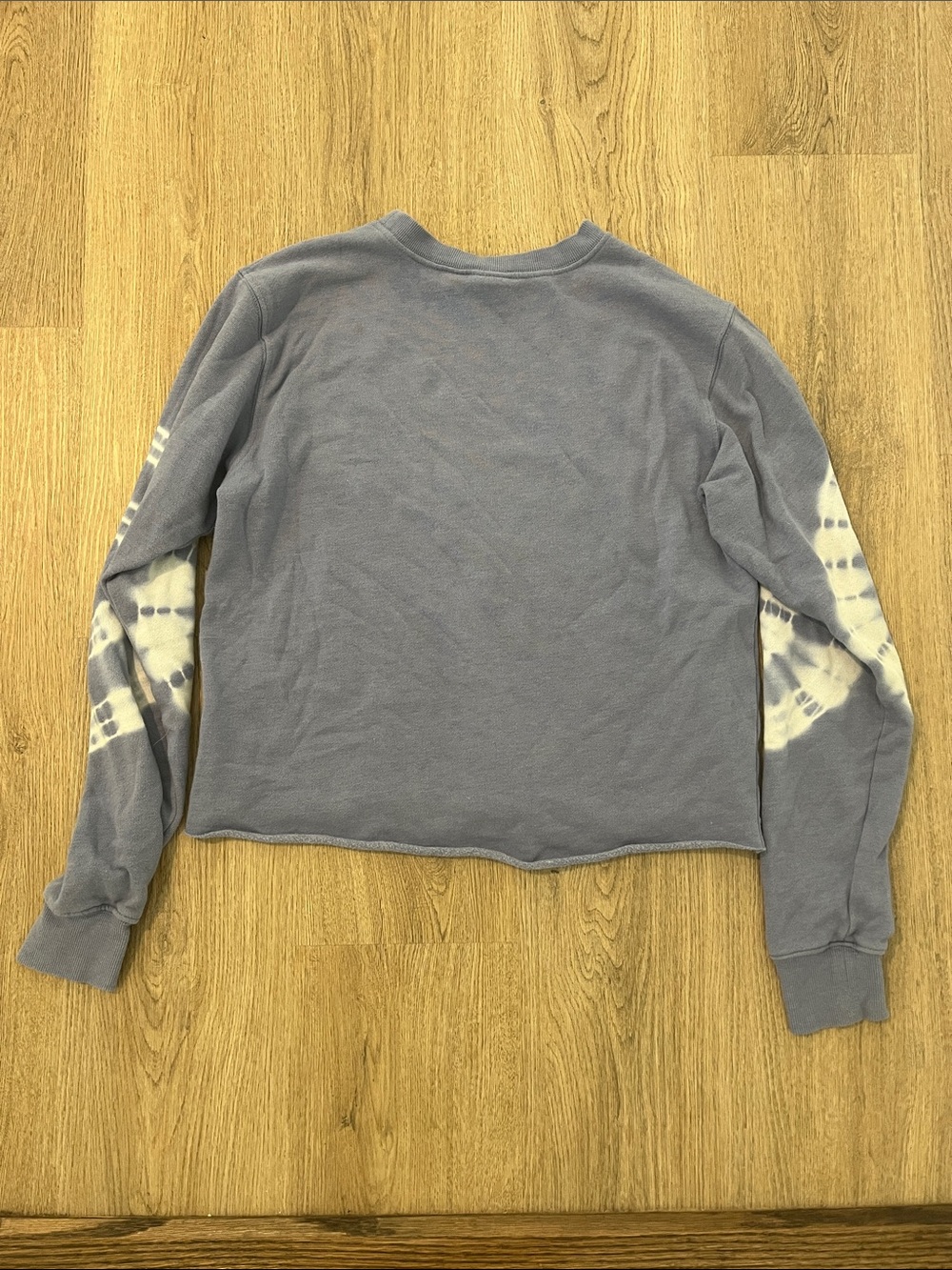 Mighty Fine Blue Tie-Dye Sleeve Sweatshirt with Van Gogh Floral Graphic - Picture 4 of 4